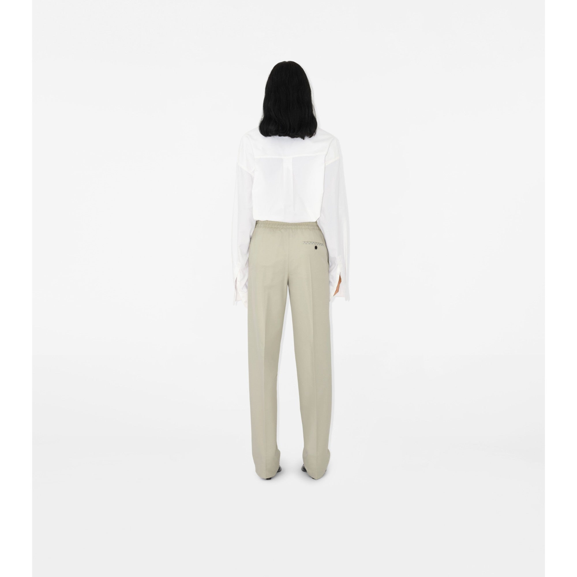 Cotton Blend Trousers - Plaster
